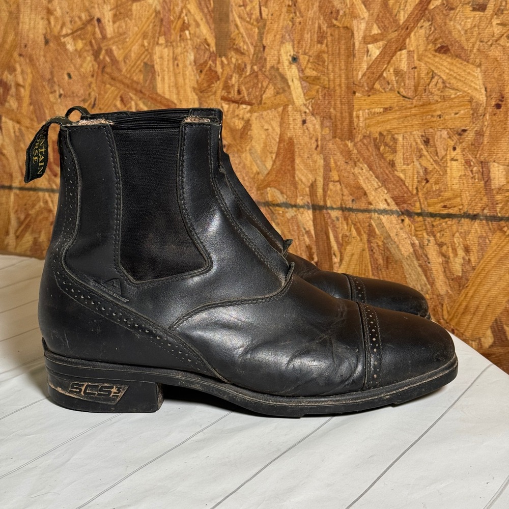 Mountain Horse Black Leather Equestrian Riding Boots Short Ankle Zip Up Men's 11